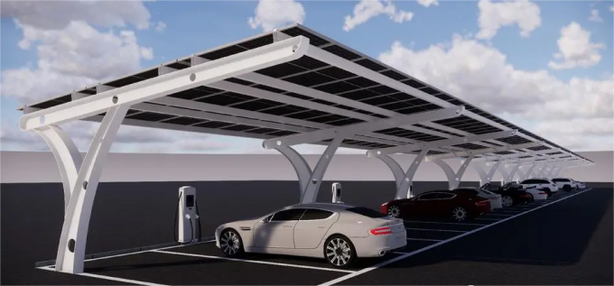 Parkplatz für Solarzellen für Elektrofahrzeuge mit Ladestütz 2 in 1 Ladelösung 0